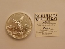 Mexico, Siegesgöttin 1997, 2 Unzen Silber, Plata Plura, stempelglanz