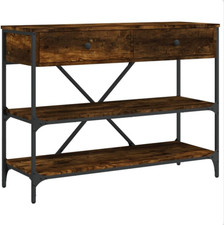 Konsolentisch Räuchereiche Holzwerkstoff Stahl 100x34,5x75 cm 2 Schubladen