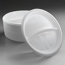 Menüteller - 2-geteilt Mehrweg, Plastikteller, Partyteller, Einweggeschirr - NEU