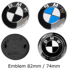 BMW Emblem Set 82mm 74mm Blau Schwarz Motorhaube Heckklappe Kofferraum für BMW