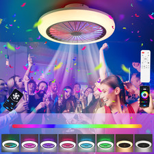 LED Ventilator Dimmbar RGB Deckenlampe Leiser Deckenventilator Fernbedienung DE