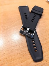 Uhrenarmband Kautschuk Silikon massiv schwarz gelocht Wasserfest 22 mm Einbau