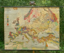 VINTAGE | SCHULWANDKARTE GEOLOGISCHE WANDKARTE EUROPA EUROPE | SCHOOL WALL CHART