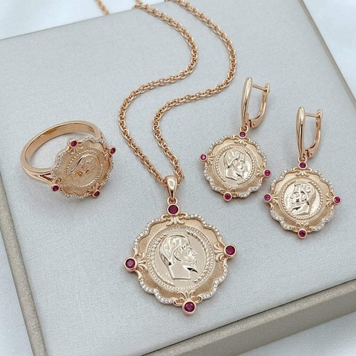 Schmuckset roter zirkon - roter, ethno