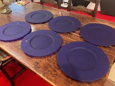 6 Platzteller 33cm blau satiniertes Glas