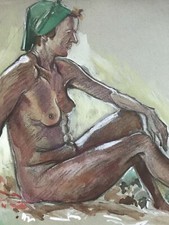Aquarell zeichnung akt - zeichnung, frau