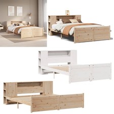 Massivholzbett mit Regal