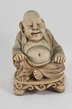 N92E42- Asiatika Speckstein Figur Buddha geschnitzt und gemarkt