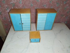 3 x Alter Schrank um 1950 Schlafzimmer-Laden-Puppenhaus-Puppenstube Bastler 