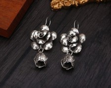 B37 Ohrringe große Blüte und Knospe Silber 925