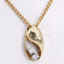 15 x 8,2 mm - Vintage Gelbgold 585/14K Anhänger m. Diamant 0,09 ct. Brillant