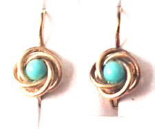 KLASSISCHE OHRRINGE 14 K GELBGOLD 585/f. Knoten Türkise ca. 2,4 Gr. L. 1,´7 cm