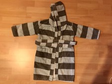 Bademantel 98/104 Unisex Alive  Grau Gestreift Junge Mädchen