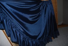 XXL TRAUM Taftrock Glanzrock Nylon Rock dunkelblau mit Rüschen Lolita Umhang