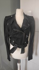 Burberry Brit Lederjacke Bikerjacke 2 in 1 Weste schwarz S/36 *NEU*