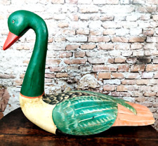 Große Alte Bunte Lockente Lockvogel Holz geschnitzt Jagdente 60cm