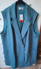 Weste v.Helena Vera , Kostümweste Gr.54 blau- tanne ,lang , doppelreihig  ,Neu