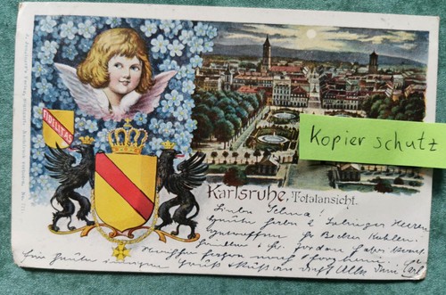 Karlsruhe totalansicht - ak,