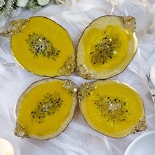 4er Set Resin Untersetzer Gold