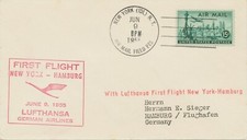 USA 1955 super Erstflug der Deutschen Lufthansa NEW YORK - SHANNON - HAMBURG
