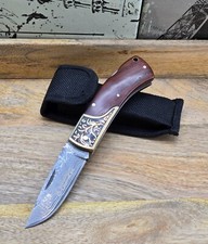 Damast Taschenmesser DKSM002 Holz Griff Verzierung Klappmesser Outdoor  Camping