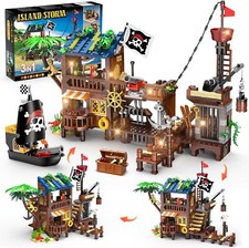HOGOKIDS 781PCS Piratenschiff Haus Bauset mit LED-Licht   Piratenkai Bausteinset
