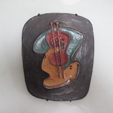 Wandplatte Geisha Keramik 70er Vintage Design Wandbild Kachel stilisiert (D5)