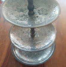 ??Antike 3-stöckige Etagere, versilbert, florales Muster, dekorativ ??