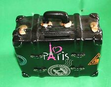 Dekoration Spardose Reisekoffer schwarz  13,5 cm h Gummistopfen Geschenk Motive