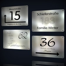 EDELSTAHL HAUSNUMMER TÜRSCHILD HINWEISSCHILD NAMENSSCHILD * MIT LASERGRAVUR