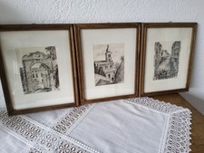 3 Schöne gerahmte  Bilder , Radierungen  ?  Künstler signiert  Meuser