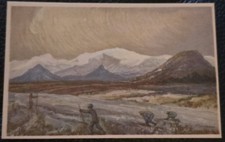 AK Rhön Blick auf Wasserkuppe Gemälde P. Schnefelow ungelaufen Hessen