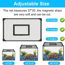 Aquarium Abdeckung Netz Magnetisch Anti-Sprung Schwarz Selbstmontage