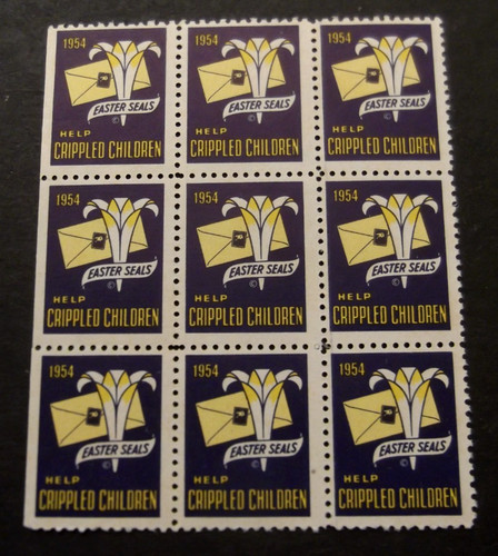1954 block of 9 - us-1954, crippled