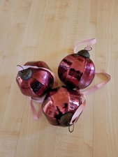 3 Stück Christbaum Kugel Groß Rot Achteckig  10cm Durchmesser 10cm Hoch 