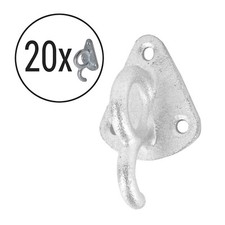20x Planenhaken Anhänger Metall mit Öse 70 x 45mm Stahl verzinkt Netz Haken