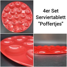 4er Set Poffertjes Holländisch Mini Pfannkuchen Serviertablet Rot Tablett