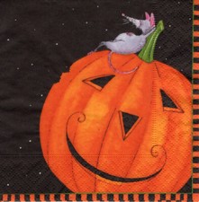 3 Cocktail Servietten ~ Halloween, Kürbis, Maus ~ 25x25 cm