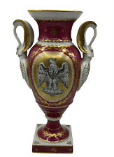 Prunkvase Schwanenhalsvase Limoge 50er Handarbeit Goldstaffage