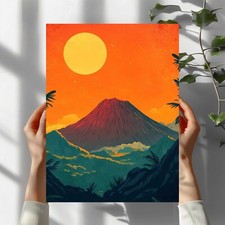 Vulkanlandschaft Premium Poster Schöne Wanddeko Dekoration in 40X30 cm