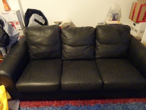 Schwarze ledercouch sitzer - schwarze, 3-sitzer