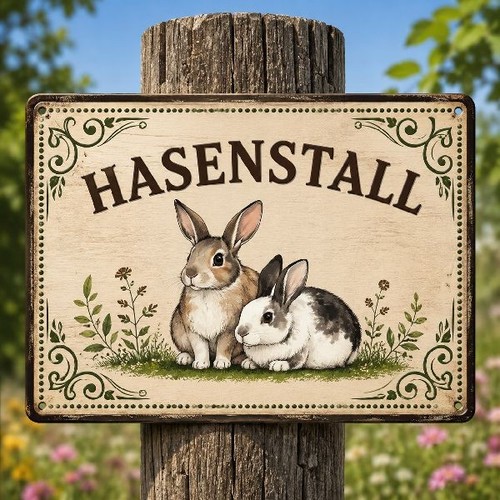 Blechschild hasenstall - blechschild,