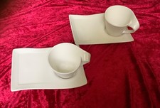 2 x Gedeck Set NEW WAVE Villeroy &  Boch  -  Tasse mit Teller Porzellan, weiß