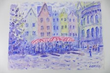 Wilhelm Klußmann Aquarell 1993 sig. Köln Fischmarkt 48x65cm N-1232