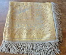 Antike Brokat Tuch Tischdecke Decke Gold/silber Fransen 150/140cm Altardecke?