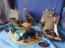 Playmobil 2x Piraten-Schiffe 3550 Klicky + 3750 Freibeuter, Schatz-Insel 3799