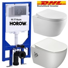 WC Komplettset Spülrandlos Hänge Wand-WC Vorwandelement Spülkasten Drückerplatte