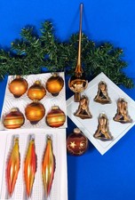 15x Weihnachtskugeln Zapfen Glocken Spitze Glas braun gold Christbaumschmuck