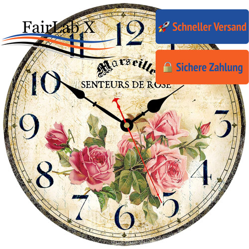 Wanduhr holz geräuschlos 34cm - wanduhr,