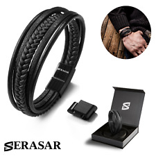 SERASAR, Lederarmband „Braid“ für Männer, Perfektes Geschenk für Vater